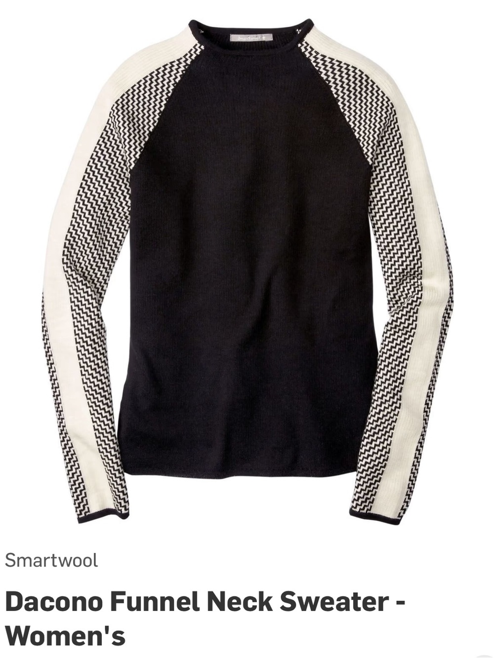 Smartwool ✨ Base Layer Ski Sweater Black and Ivory Merino Wool Blend - Picture 6 of 6